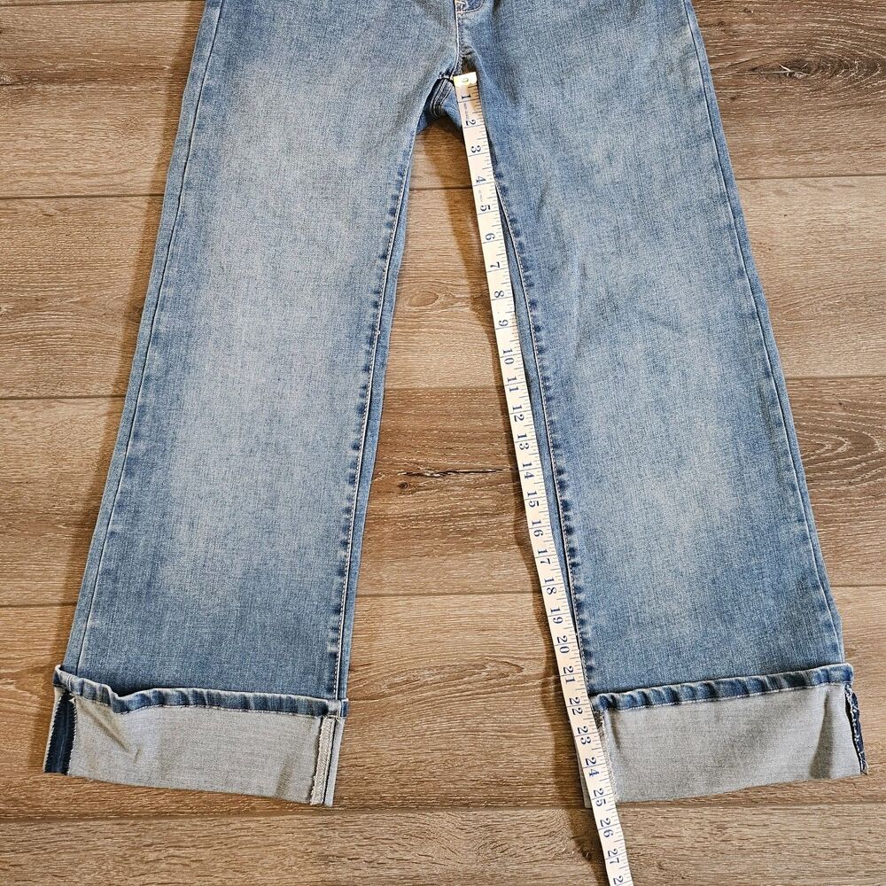 Bevy Flog Jasmine Cropped Jeans Womens 26 Blue Pull On Elastic Waist Wide Leg - Picture 5 of 9